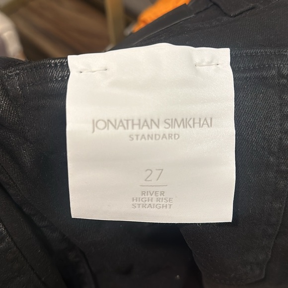 Jonathan Simkhai River High-Rise Two-Tone Stretch Straight-Leg Jeans - Picture 4 of 5